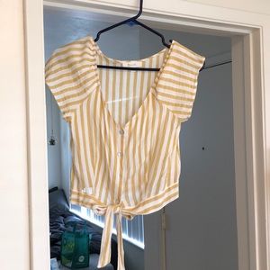 Yellow Stripe Tie Top